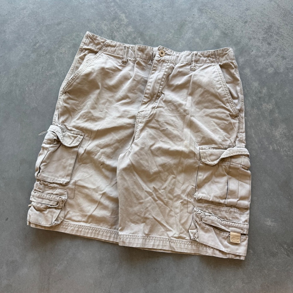 Beverly Hills Polo Club Mens Khaki Cargo Shorts Tan Cotton Size 34 BH-82